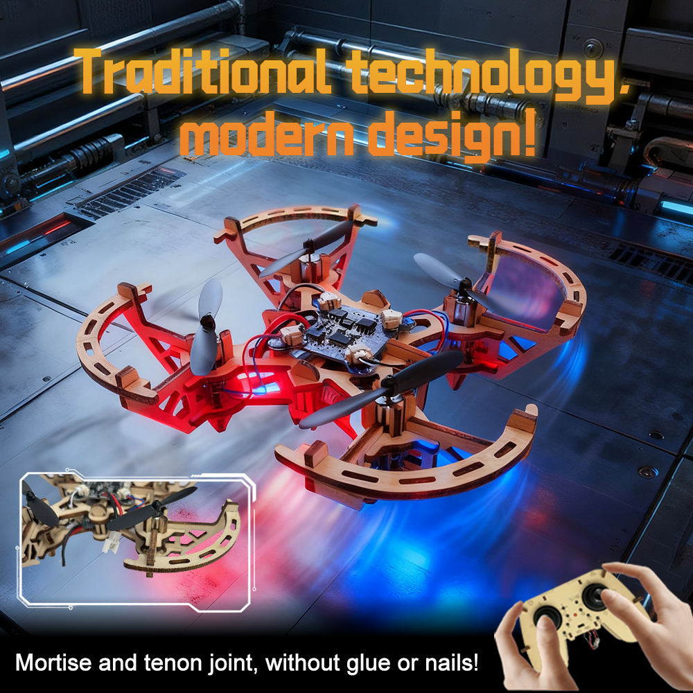 3D Wooden DIY 4-axis remote control Drone